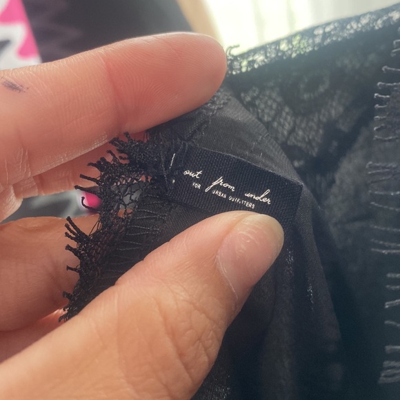 Out From Under Satin Black Lace Slip S - Picture 3 of 5